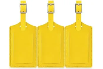 Best Luggage Tags for Travel (2026) 3 Travelambo faux leather luggage tags 3-pack