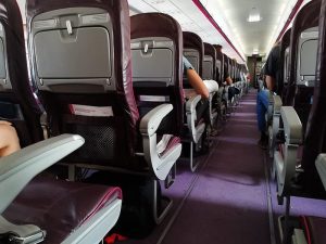 Underseat luggage space in the wizz air cabin