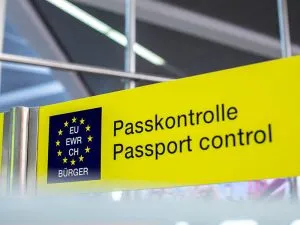 Airport passport control sign customs and immigration