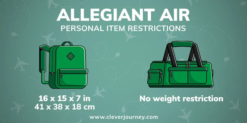 Personal Item Size Limits for 56 Major Airlines 7 Allegiant Air personal item size and weight restrictions