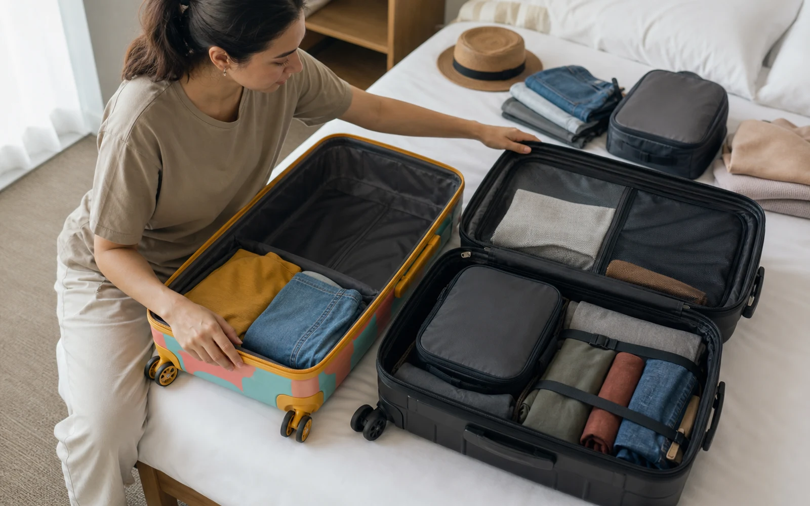 Packing comparison between American Tourister and Samsonite carry-on luggage
