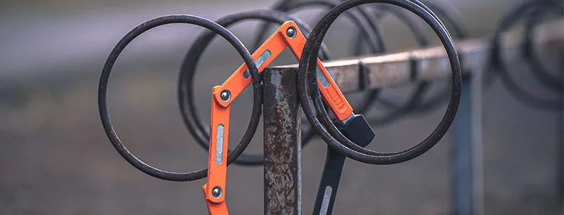 A red bicycle lock