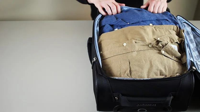 a carry-on packed without any packing organizers