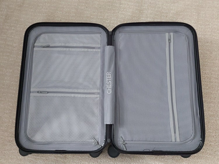 chester luggage carry-on opened up interior