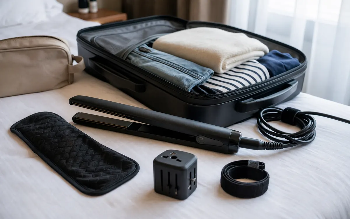 Can You Bring Hair Straighteners on Planes? TSA Rules 2 Corded hair straightener packed in carry-on luggage