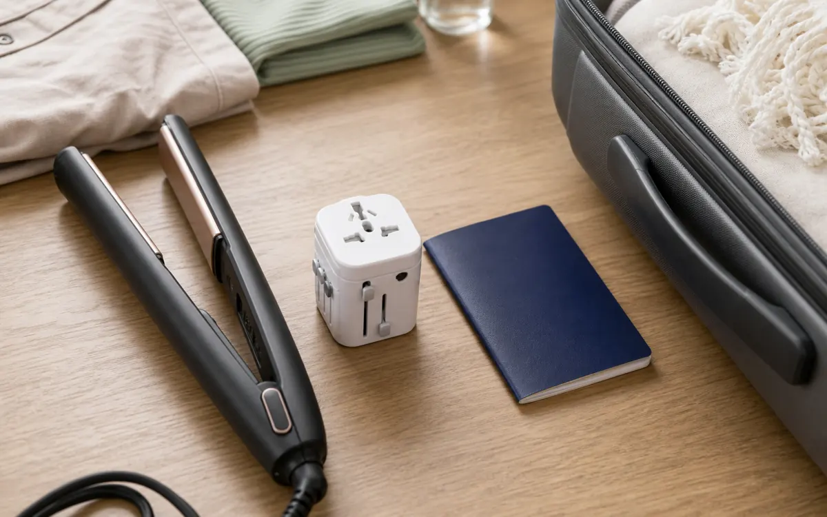 Can You Bring Hair Straighteners on Planes? TSA Rules 4 Dual voltage hair straightener with a travel adapter
