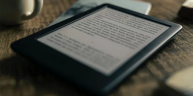 Amazon kindle e-reader on a plane