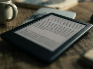 Amazon kindle e-reader on a plane