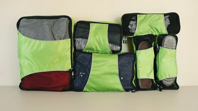 eBags Six piece packing cube set in green