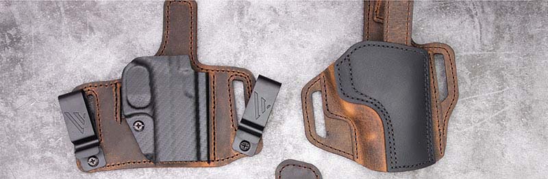 Empty knife and gun leather and carbon fiber holsters