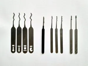 Lock picking set kit on white background