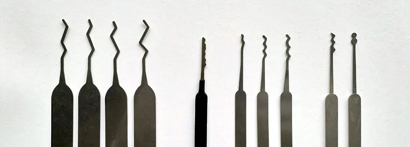 Lock picking set kit on white background
