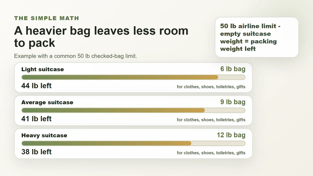 Empty suitcase weight and packing allowance infographic