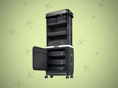 The pull-up suitcase with drawers