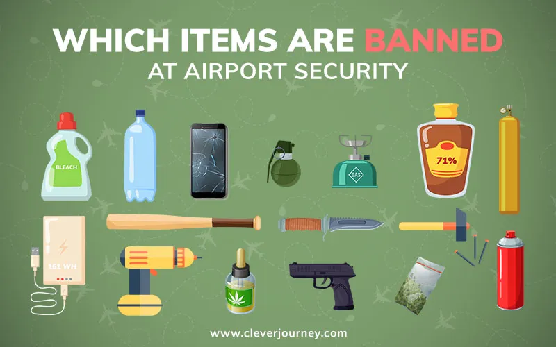 Which items are banned at airport security infographic