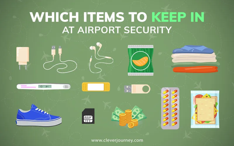 Which items you have to keep inside luggage at airport security infographic