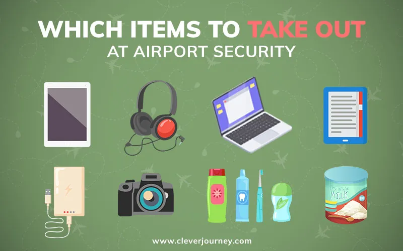 Which items you have to take out at airport security infographic